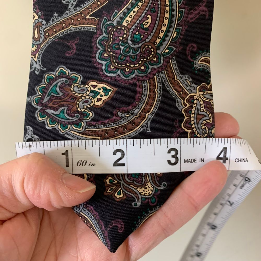 Wembley Pure Silk Paisley Navy/Brown/Purple Tie - Picture 6 of 6